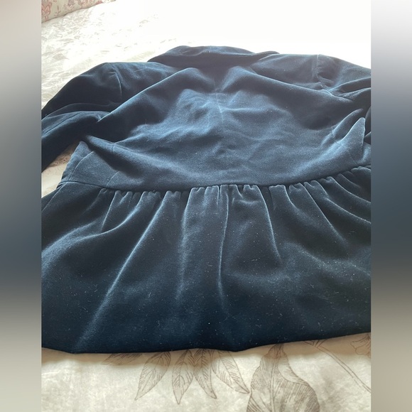 J Crew Eden Navy Blue Velvet Peplum Ruffle Blazer 0 Y2K Office Goth 17306 Work - Picture 7 of 10
